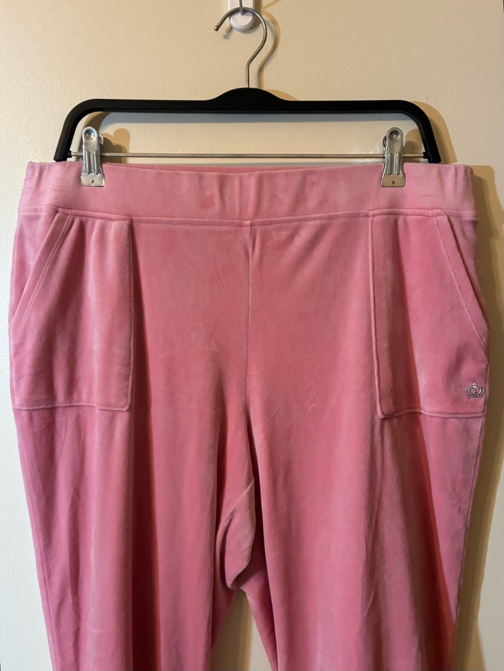 Juicy Couture Pink Velour Wide Leg Flare Track Pants Loungewear Y2K Comfy EUC L